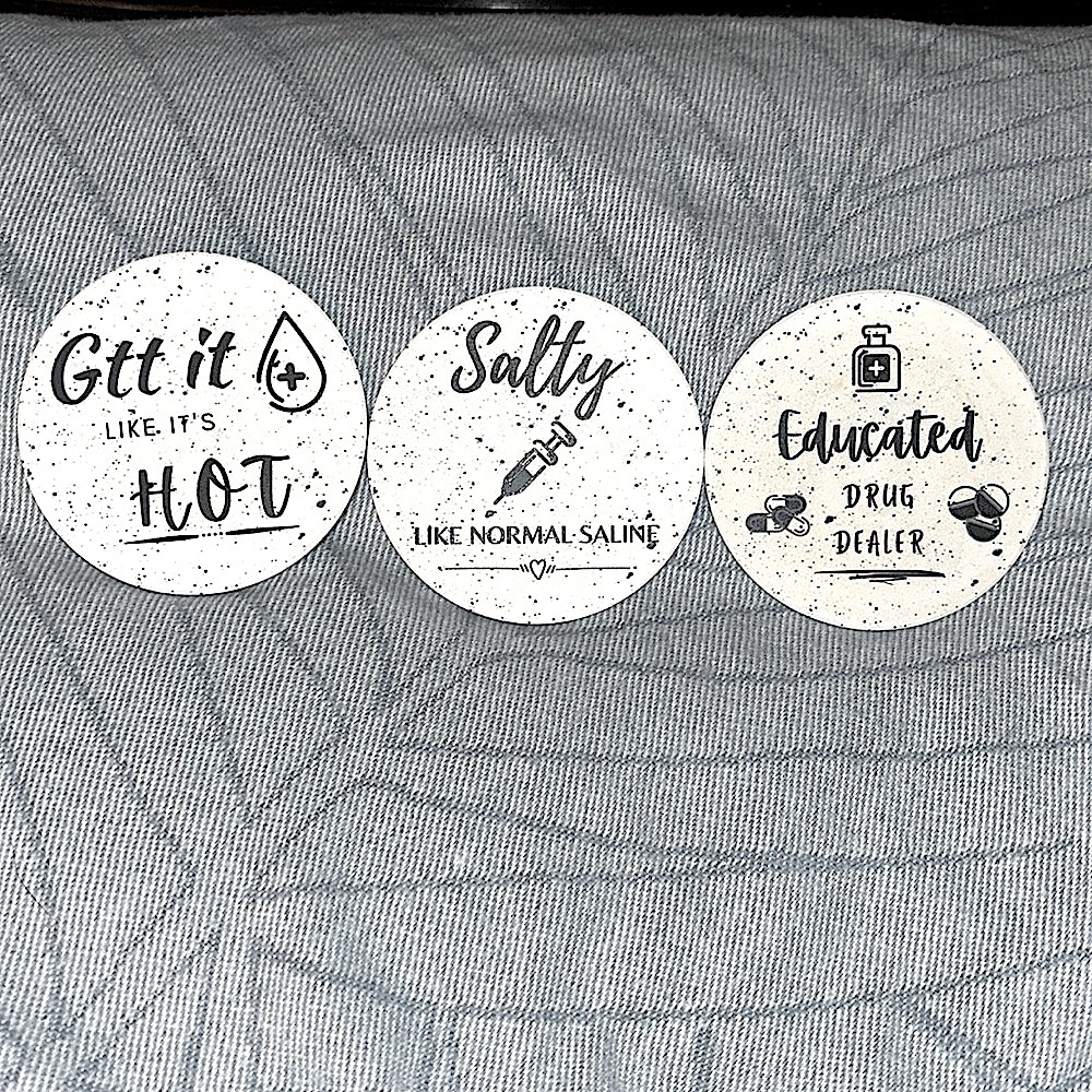 Medical professional/ Nurse themed humorous Ceramic Coasters 3 total
